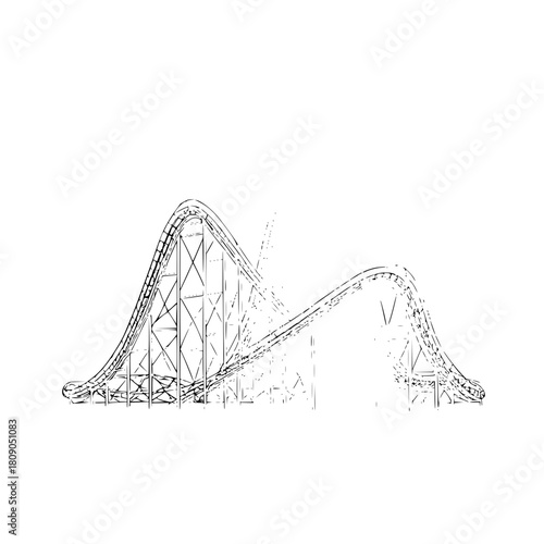 Roller coaster drawing sketch illustration amusement park ride thrill adventure extreme recreation fun design art line
