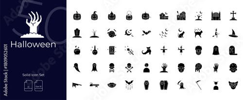 Halloween Solid Editable Icons set