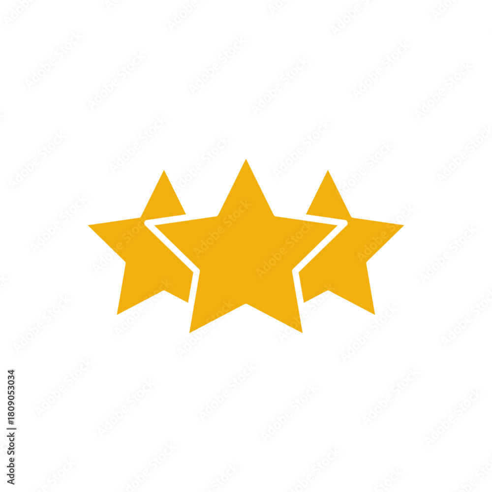 Obraz premium Three Stars of Achievement, Triple Star Excellence, Three-Star Highlight, Golden Star Trio, Triple Shine Icon, Trio of Stars, Above Average,