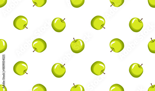 Cartoon green apple seamless pattern