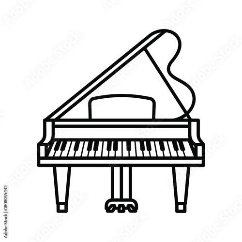 A line art icon of a grand piano isolated on