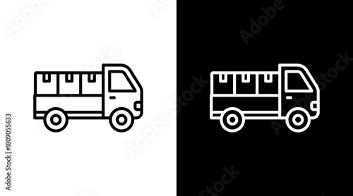 Delivery Truck White Icon Set Design