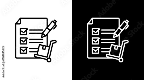 Purchase Order White Icon Set Design