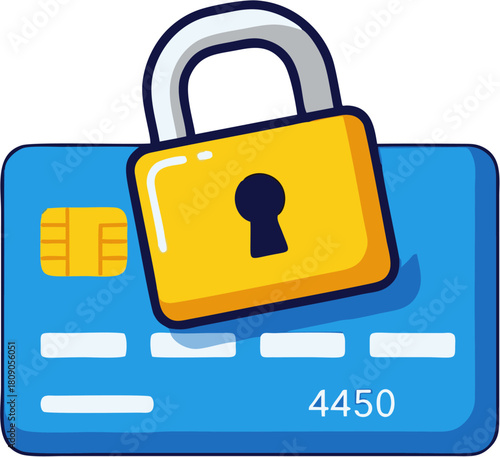 Secure Credit Card Illustration of a locked credit card, protecting financial transactions