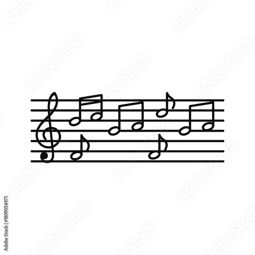 Musical note on stave isolated on for musical notation