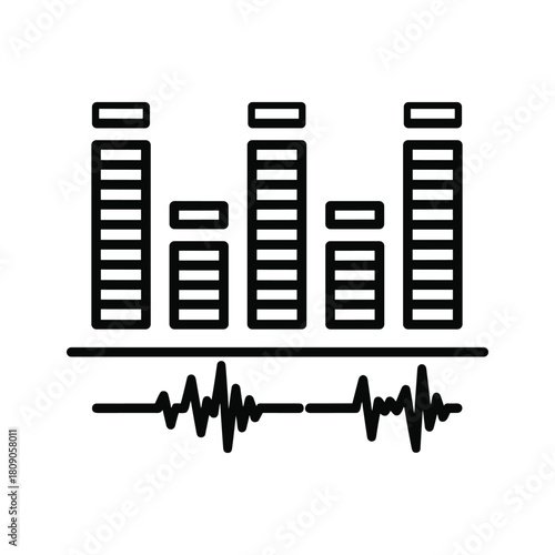 Sound wave icon isolated on, music frequency and audio signal