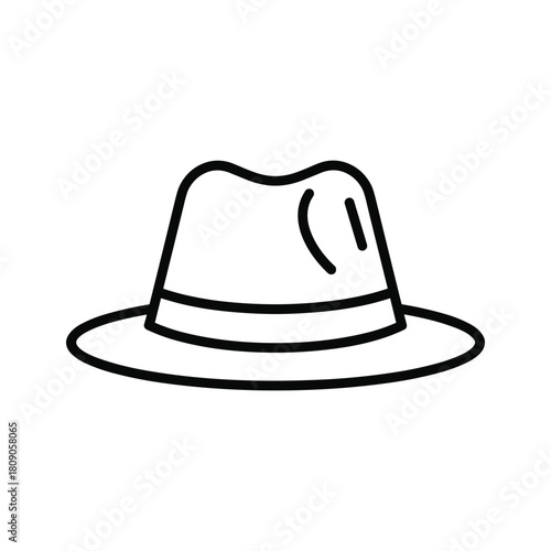 Illustration of a fedora hat with a brim isolated on