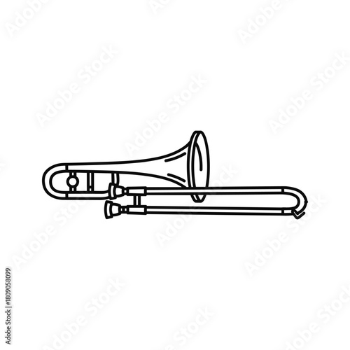 Illustration of a trombone isolated on in line art