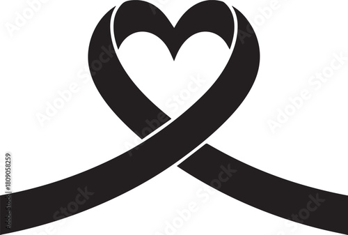 World aids day black ribbon heart symbol raising awareness and support for hiv