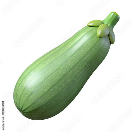 3D Green Zucchini on Transparent Background