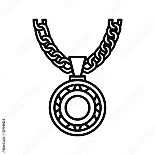 Gold chain with medallion isolated on for decoration