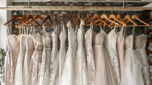 Elegant Wedding Dress Display: A Modern Bridal Collection in a Luxury Store