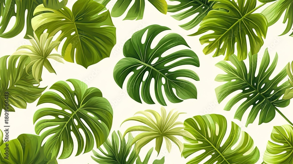 Fototapeta premium Tropical Monstera Leaf Seamless Pattern for Decor and Design