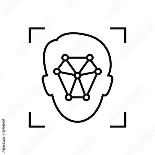 face recognition icon, biometric security linear sign isolated on white background - editable vector illustration eps10