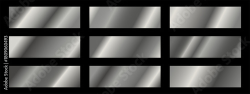 Collection of metallic silver gradient swatches