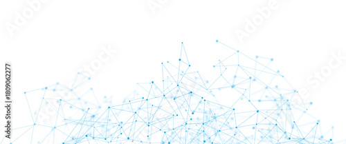 Blue, white abstract polygon connection mesh digital technology futuristic communication design.