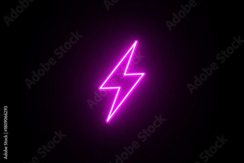 Neon Energy icon on black background. Neon lighting flash icon. Battery charging power icon. Glowing neon Charging flashlight icon on black background. Neon glowing Energy, electricity, power icon	