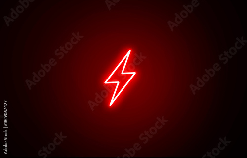 Neon Energy icon on black background. Neon lighting flash icon. Battery charging power icon. Glowing neon Charging flashlight icon on black background. Neon glowing Energy, electricity, power icon	