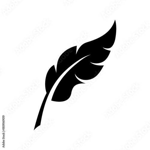 Feather icon. Bird feather silhouette symbol