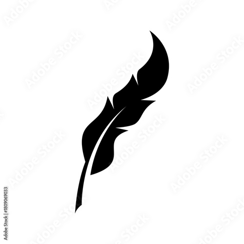 Feather icon. Bird feather silhouette symbol