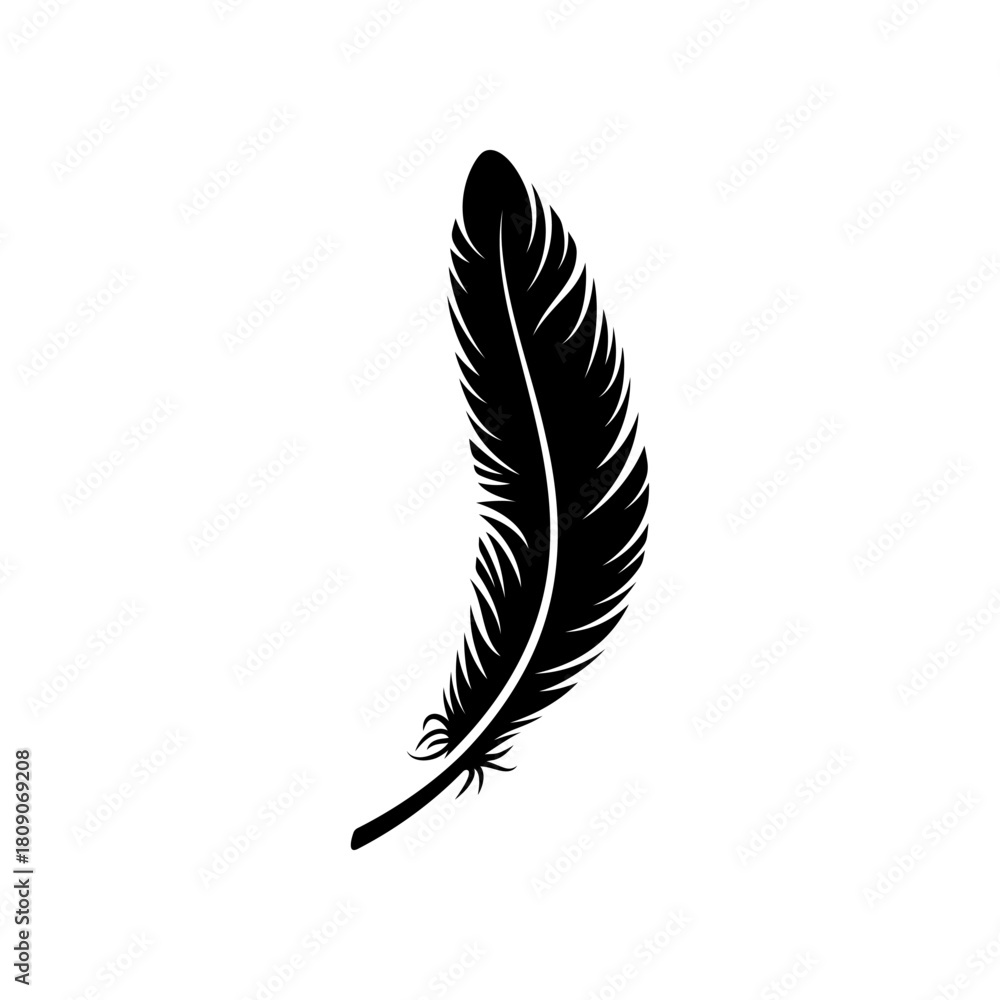 Fototapeta premium Feather icon. Bird feather silhouette symbol