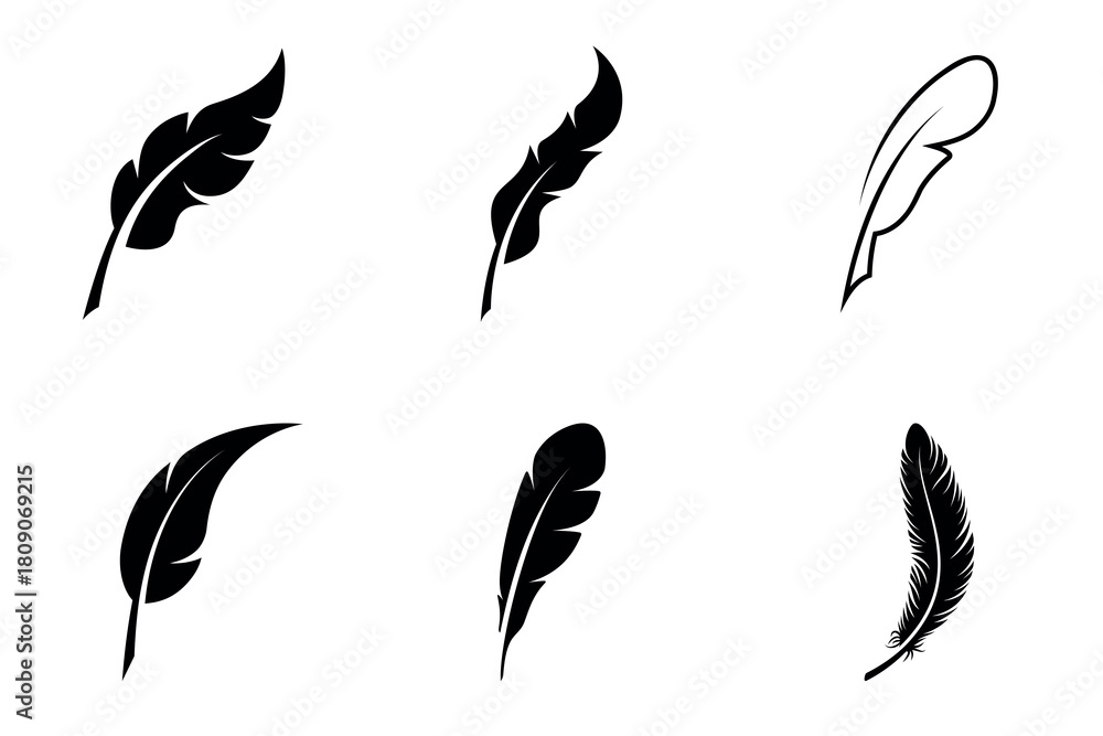 Fototapeta premium Feather icon. Bird feather silhouette symbol