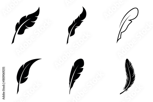 Feather icon. Bird feather silhouette symbol
