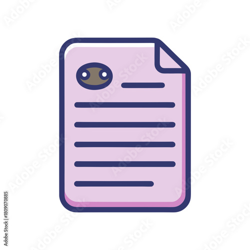 Stylized document with text lines and a circular icon representing a zodiac sign isolated on transparent background