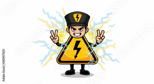 Electrifying character mascot brings a powerful, energetic vibe, perfect for branding that needs a fun, high-voltage image and youthful appeal
