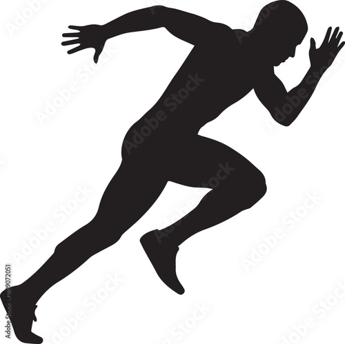Silhouette of a male athlete sprinting forward with speed and determination
