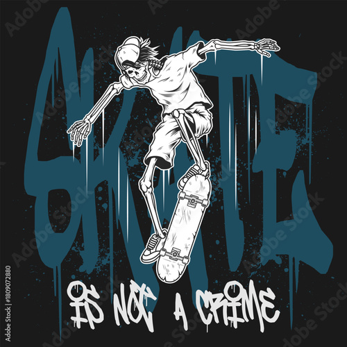 Urban typography graffiti skate slogan print for man - woman graphic tee t shirt - Vector