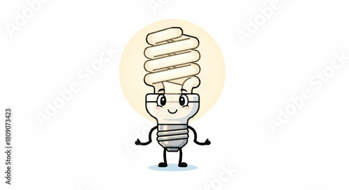 Meet the cheerful cartoon lightbulb character, radiating positive energy and brightening up any project with its adorable charm and eco-friendly message