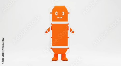 Quirky orange stretcher character brings cheer to medical campaigns, perfect for kids' health awareness or safety education material online