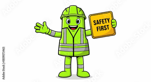 Adorable safety mascot promoting workplace health and wellbeing - a fun visual reminder of safety rules and protocols for staff training and reminders