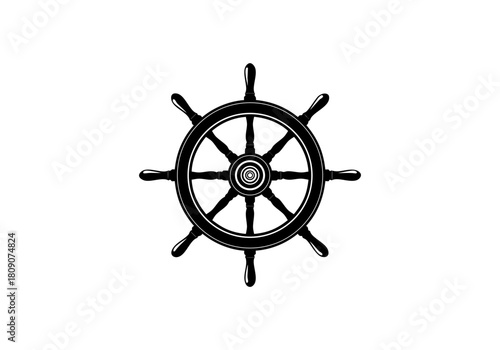 Classic Ship's Wheel Vector Graphic for Nautical Marine Navigation Design 
