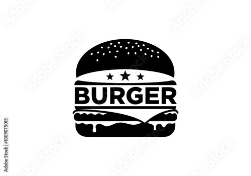 Modern minimalist burger logo vector design for fast food restaurants and snack bars, ideal for branding purposes