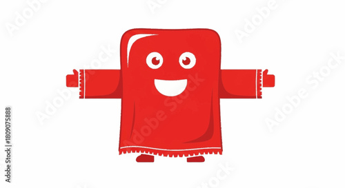 Cheerful red character ready for a friendly hug, perfect for branding, kids' content, or playful designs needing an optimistic, welcoming touch