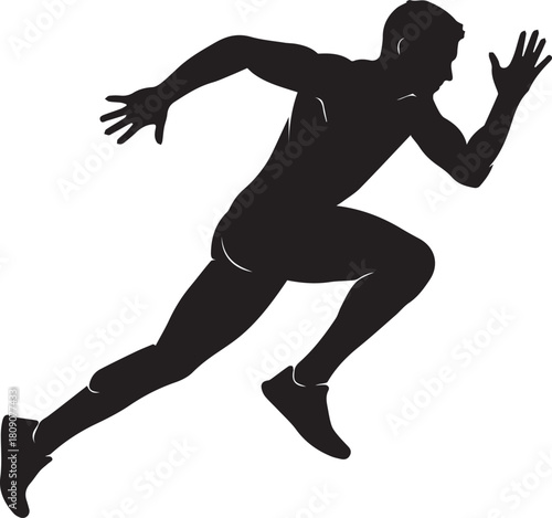 Silhouette of a male athlete running at full speed