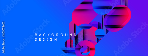 Abstract vibrant background. Layers create depth, using blue, pink, purple hues. Modern design elements present geometric shapes.