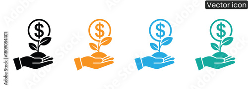 Invest in success! Hands nurture a money sprout, symbolizing growth and prosperity. Perfect for finance, business, and investment themes. Start your venture today!