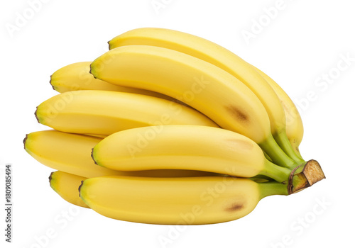 Isolated bunch of ripe yellow bananas ready to eat, tropical sweet fruit close-up studio shot