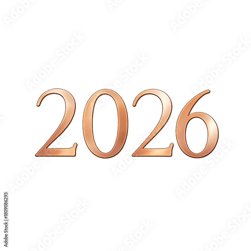 Elegant copper colored year 2026 text on black background