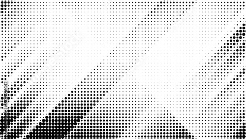 Abstract black and white halftone pattern background with diagonal lines and varying dot density for graphic design vector