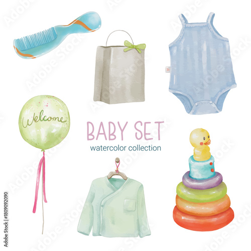 Baby fashion clothes collection vector illustration set of newborn textile garments design icons