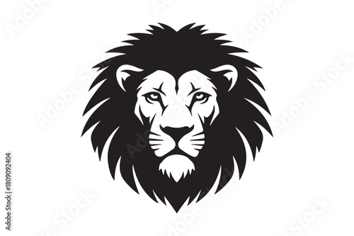 Majestic lion head vector illustration in black and white style