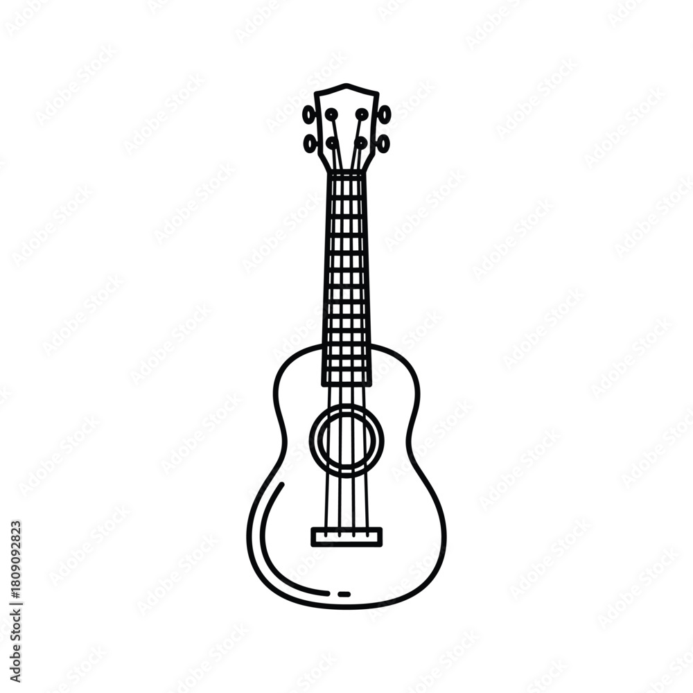Obraz premium Illustration of a ukulele isolated on in black and white