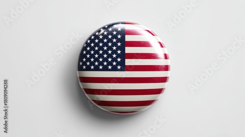 American flag button isolated on white background represents patriotism