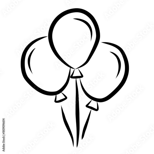 Balloon Cluster in Hand-Drawn Style for Party Decoration