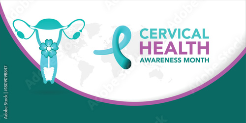 Cervical cancer awareness month is observed every year in january. January is cervical cancer awareness month. Vector template for banner, greeting card, poster with background. Vector illustration