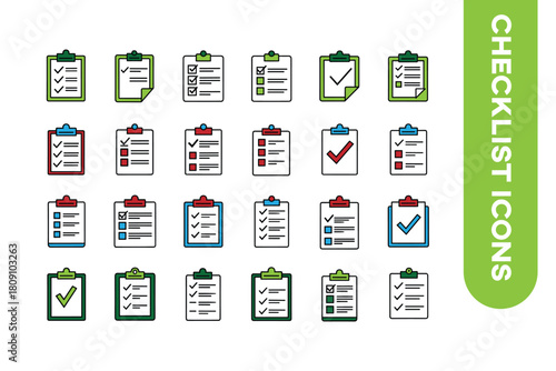 clipboard checklist to do list complete icon set line style